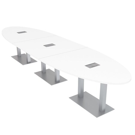 Skutchi Designs 45 in W, 165.75 in L, 29 in H, Engineered Wood Top, White HAR-OVL-45X166-DOU-ELEC-XD09
